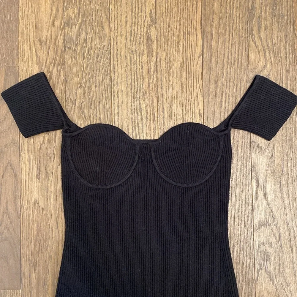 Helmut Lang black ribbed bodycon Contour Pinched Midi Dress - Picture 5 of 10